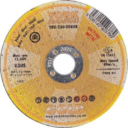 100x3x16mm A30S FLAT CUTTING DISC