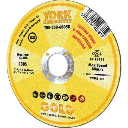 115x3x22.23mm C30SFLATSTONECUTTING DISC