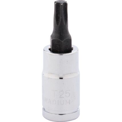 T25 TORX bit zástrčný hlavice 1/4"