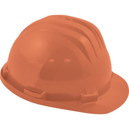 SAFETY HELMET STD + PLASTIC 6 POINT HARNESS ORANGE