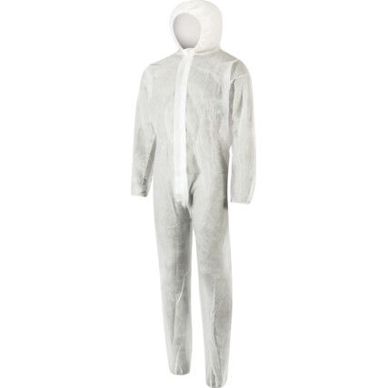 DISPOSABLE COVERALL WHITE MEDIUM